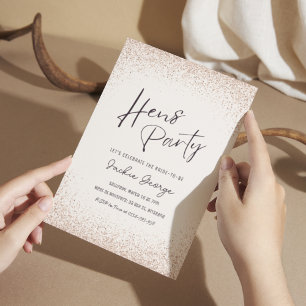 Rose Gold Glitter Hens Party Invitation Template