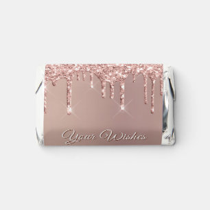 Rose Gold Glitter Hershey's Miniatures Custom Text