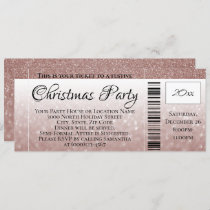 Rose Gold Glitter Holiday Christmas Party Ticket Invitation