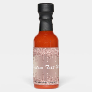 Rose Gold Glitter Hot Sauces with Custom Text