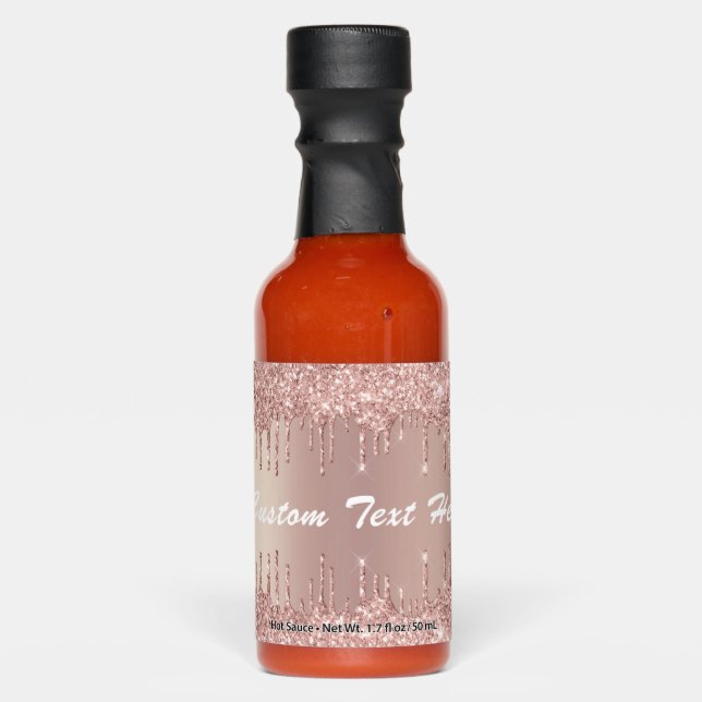 Rose Gold Glitter Hot Sauces with Custom Text (Front)