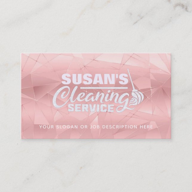 Rose Gold Glitter House Cleaning Business Cards (Front)
