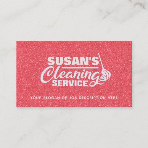 Rose Gold Glitter House Cleaning Business Cards