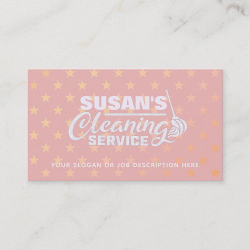 Rose Gold Glitter House Cleaning Business Cards