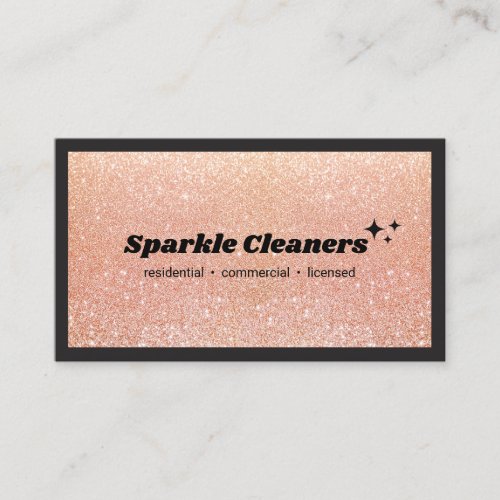 Rose Gold Glitter House Cleaning Service Stars Business Card