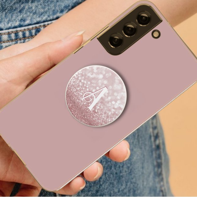 Rose Gold Glitter Initial Phone Grip (Creator Uploaded)