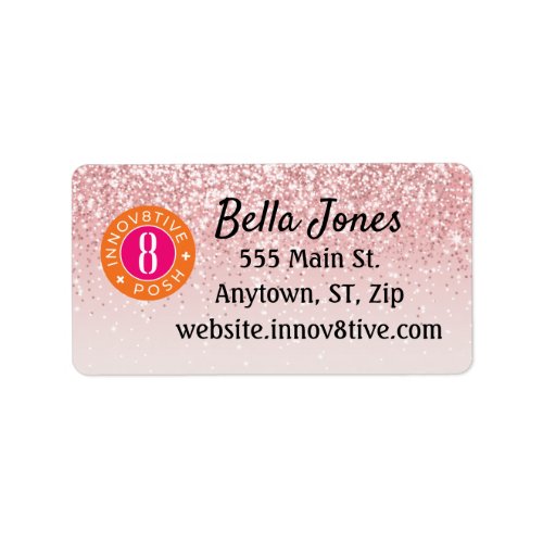 Rose Gold Glitter Innov8tive Posh Address Label