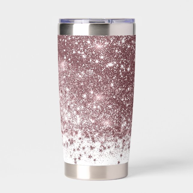 Rose gold glitter  insulated tumbler (Front)