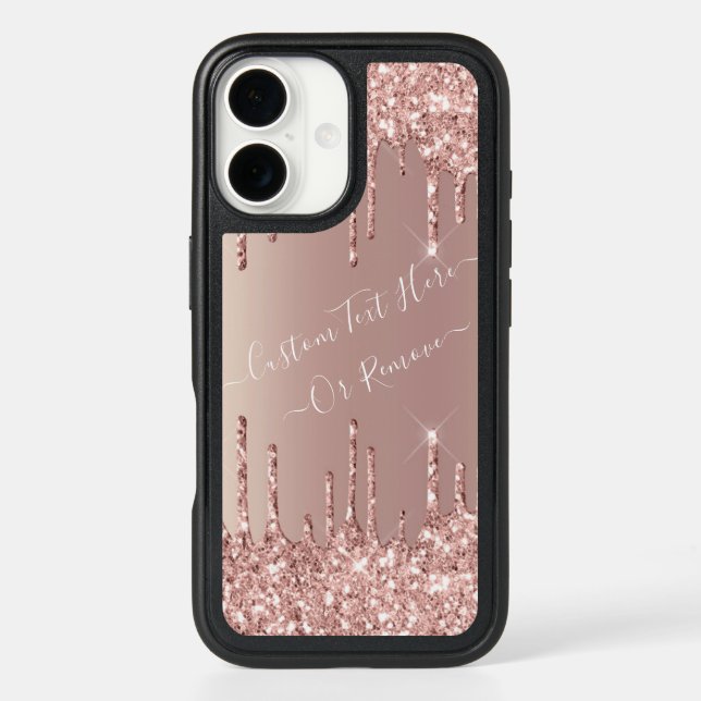 Rose Gold Glitter iPhone Case with Custom Text (Back)