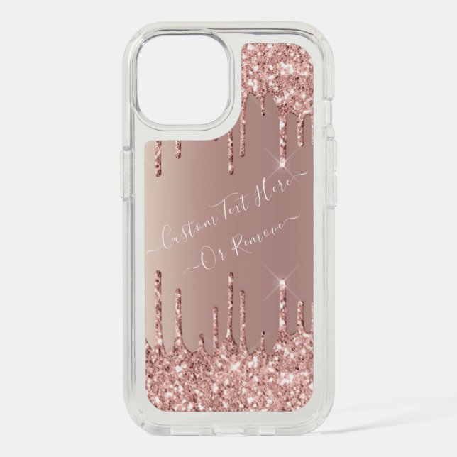 Rose Gold Glitter iPhone Case with Custom Text (Front)