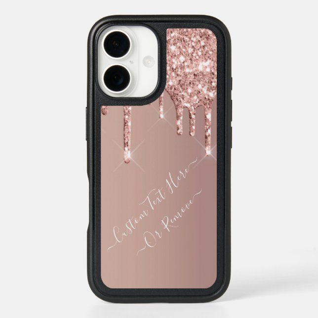 Rose Gold Glitter iPhone Case with Custom Text (Back)