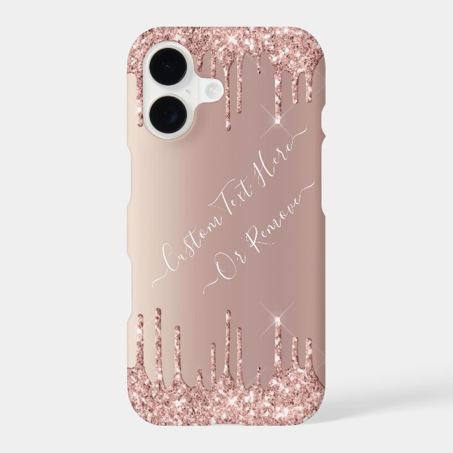 Rose Gold Glitter iPhone Case with Custom Text (Back)