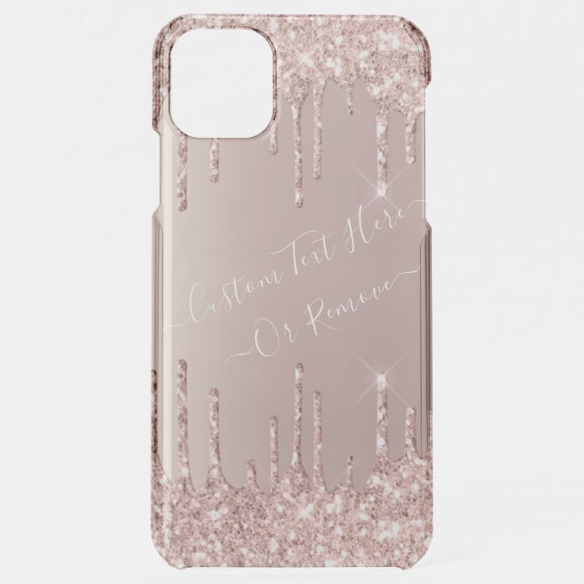 Rose Gold Glitter iPhone Case with Custom Text (Back)