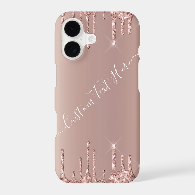 Rose Gold Glitter iPhone Cases with Custom Text (Back)