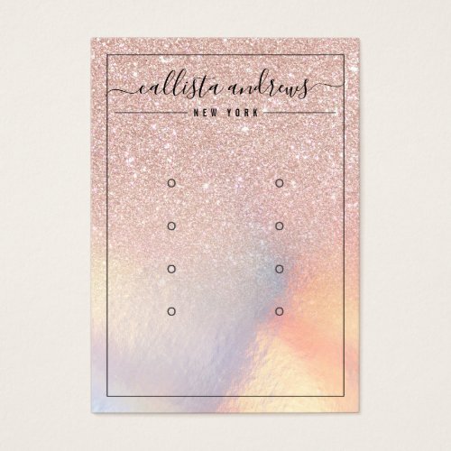 Rose Gold Glitter Iridescent Earrings Display Card
