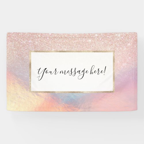 Rose Gold Glitter Iridescent Holographic Gradient Banner