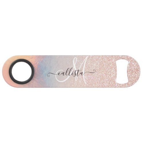 Rose Gold Glitter Iridescent Holographic Gradient Bar Key