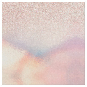 Rose Gold Glitter Iridescent Holographic Gradient Fabric