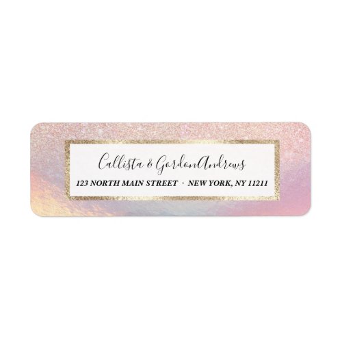 Rose Gold Glitter Iridescent Holographic Gradient Label
