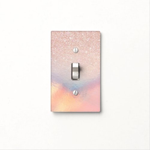 Rose Gold Glitter Iridescent Holographic Gradient Light Switch Cover