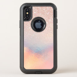Rose Gold Glitter Iridescent Holographic Gradient OtterBox Defender iPhone X Case