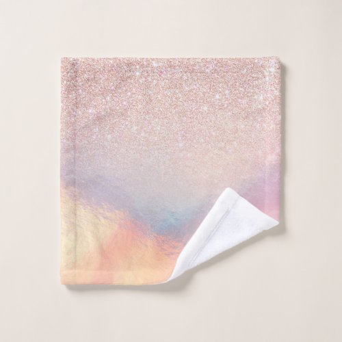 Rose Gold Glitter Iridescent Holographic Gradient Wash Cloth