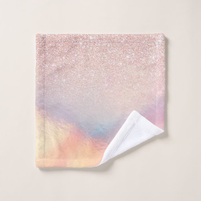 Rose Gold Glitter Iridescent Holographic Gradient Wash Cloth (Wash Cloth)