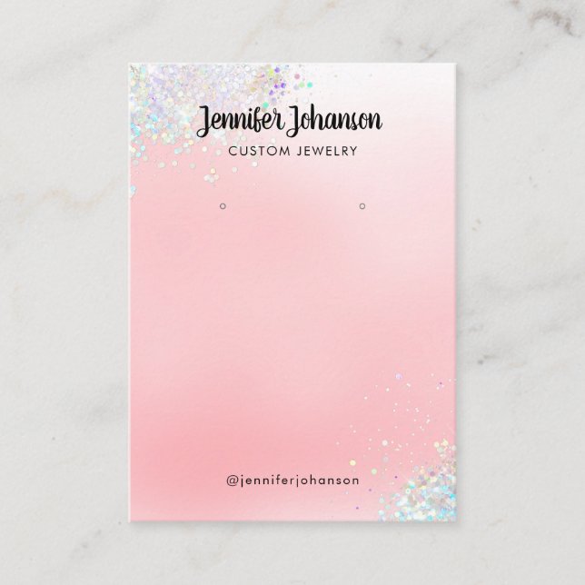 Rose gold glitter jewelry holder earrings Pink Bus Business Card (Front)