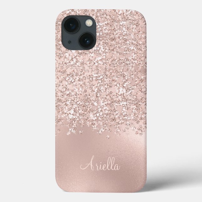 Rose Gold Glitter Jewels Monogram Case-Mate iPhone Case (Back)