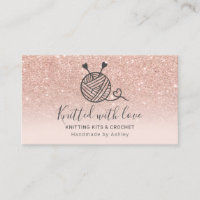 Gold knitting crochet yarn handmade kit pink business card