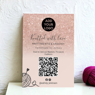 Rose gold glitter knitting crochet yarn Qr code Foam Board