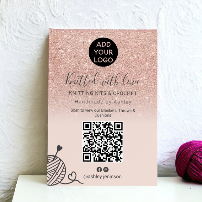 Rose gold glitter knitting crochet yarn Qr code Foam Board (Rose gold glitter knitting crochet yarn Qr code Foam Board)