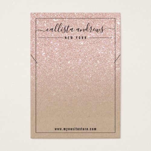 Rose Gold Glitter Kraft Necklace Display Card