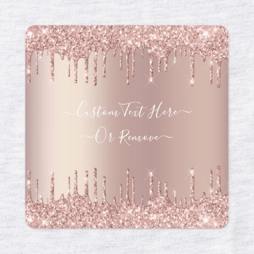 Rose Gold Glitter Labels with Custom Text Name