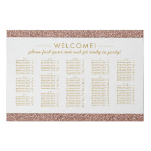 Rose Gold Glitter Large Alphabetical Seating Chart Faux Canvas Print