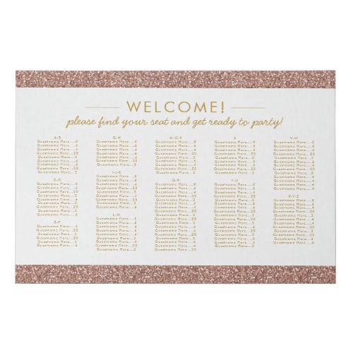 Rose Gold Glitter Large Alphabetical Seating Chart