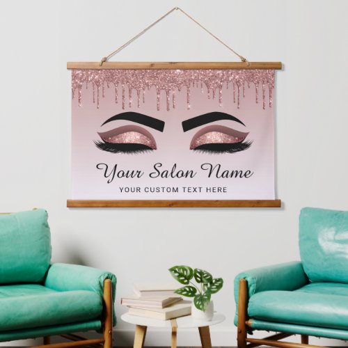 Rose Gold Glitter Lash Brow Beauty Business Hanging Tapestry
