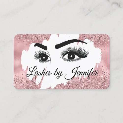 Rose Gold Glitter Lashes Eyes and Brows Business Calling Card