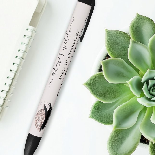Rose Gold Glitter Lashes Salon Business Promotion Pen (Creator Uploaded)