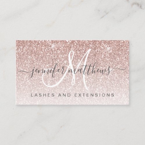 Rose Gold Glitter Lashes Salon Open Covid Safety Business Card