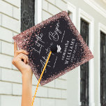 Rose Gold Glitter Let the Adventure Begin Graduate Graduation Cap Topper<br><div class="desc">An elegant girly graduation cap topper featuring a black background with rose gold (pink) faux glitter,  the sweet quote 'Let the Adventure Begin',  a white graduation cap,  name and class year.</div>