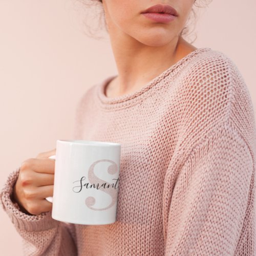 Rose Gold Glitter Letter S Monogram Coffee Mug