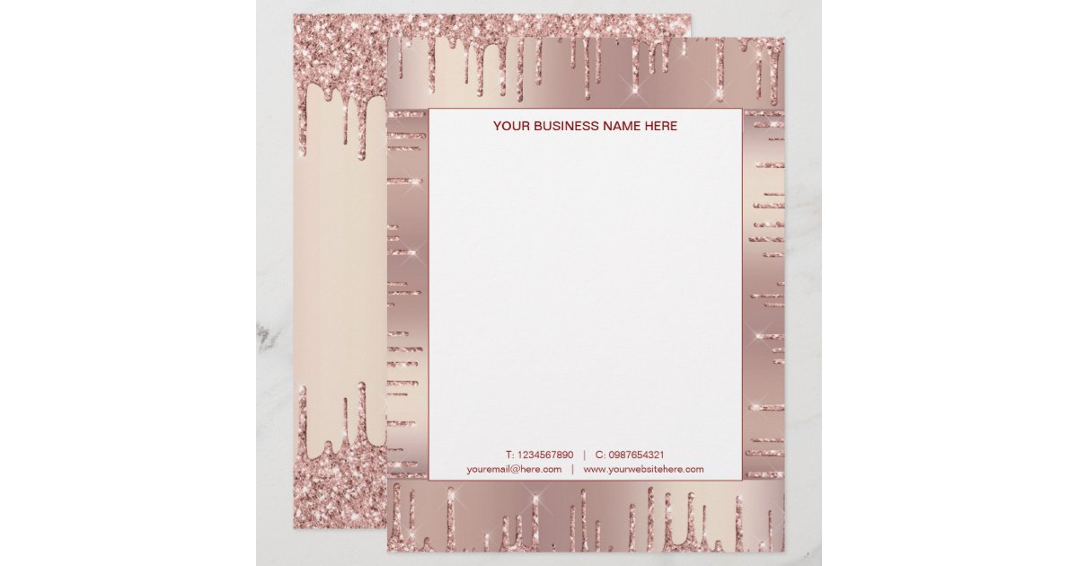 Rose Gold Glitter Letterhead Design Your Own | Zazzle