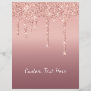 Rose Gold Glitter Letterhead with Custom Text