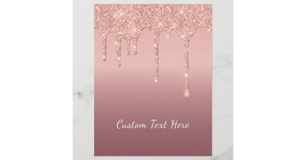 Rose Gold Glitter Letterhead with Custom Text | Zazzle