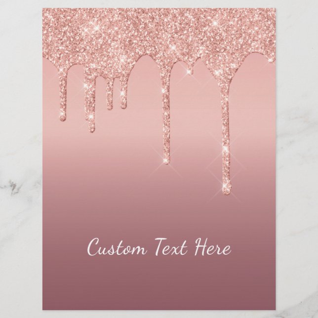 Rose Gold Glitter Letterhead with Custom Text (Front)