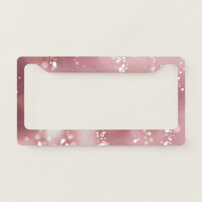 Rose Gold Glitter License Plate Frame (Front)