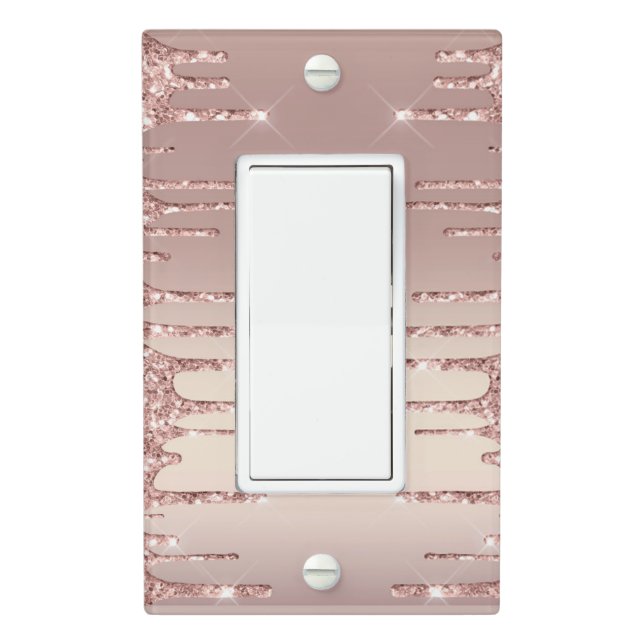 Rose Gold Glitter Light Switch Cover (In Situ)
