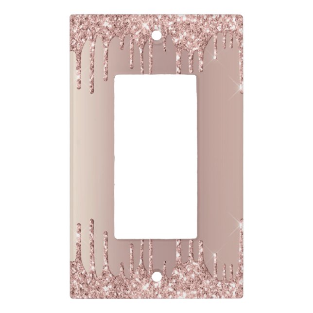 Rose Gold Glitter Light Switch Cover (Front)