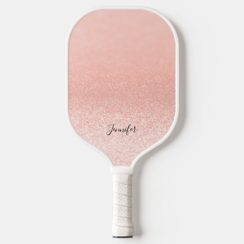 Rose Gold Glitter Lights Personalized Pickleball Paddle